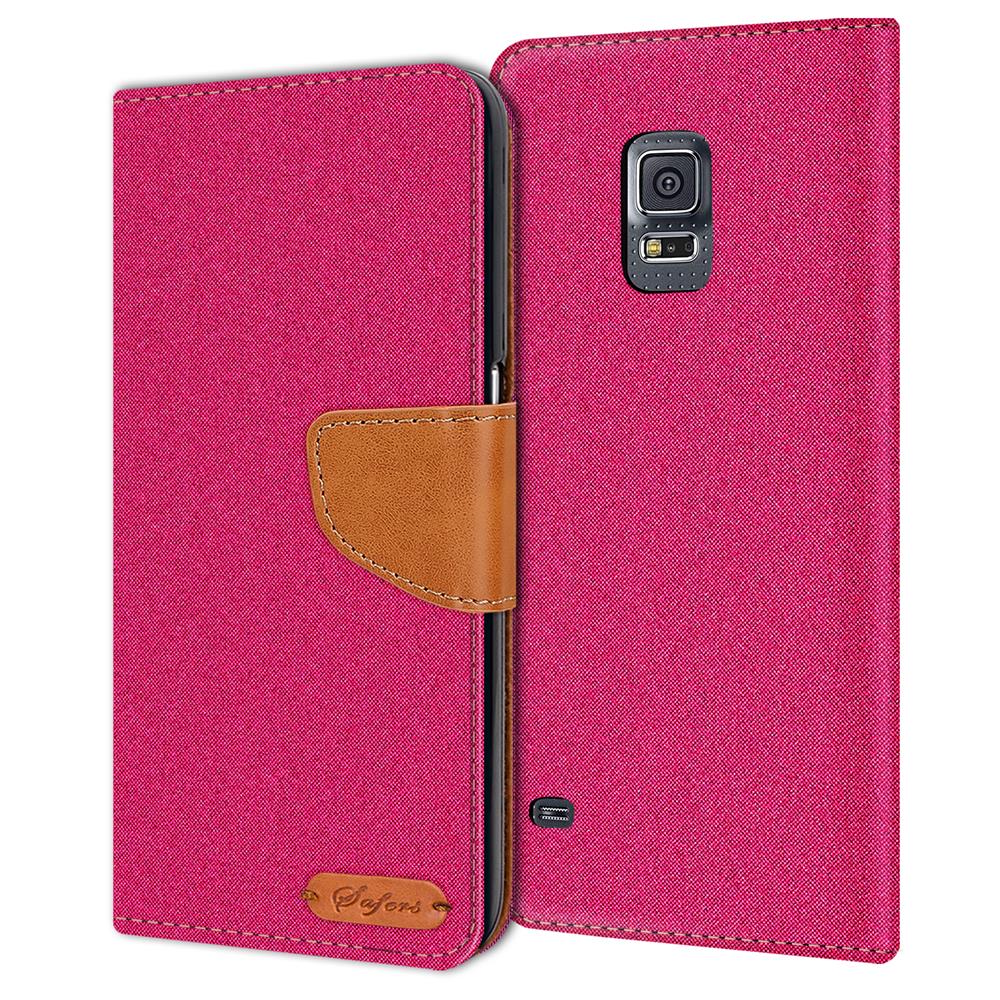 Textil Wallet für Samsung Galaxy S5 Mini in Pink