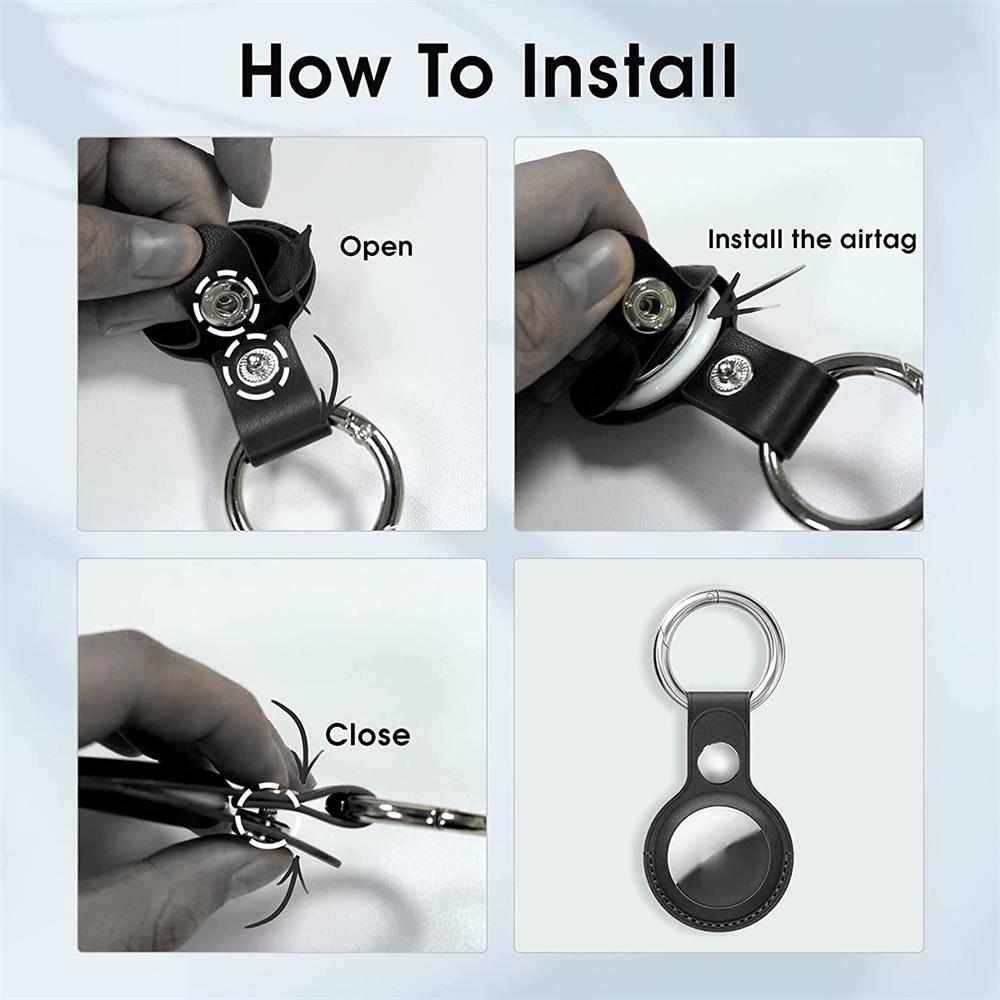 Tag Case Kunstleder für Apple Airtags in Schwarz