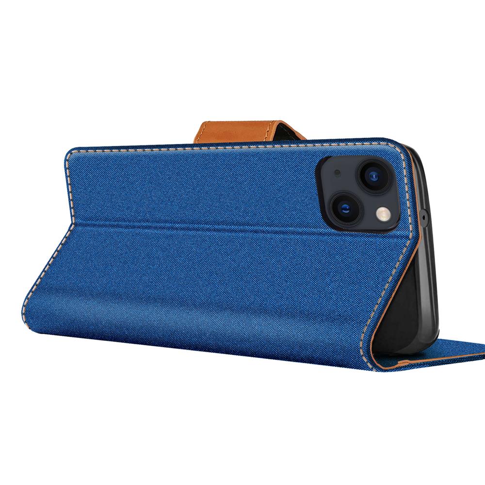Textil Wallet für Apple iPhone 15 Plus in Blau