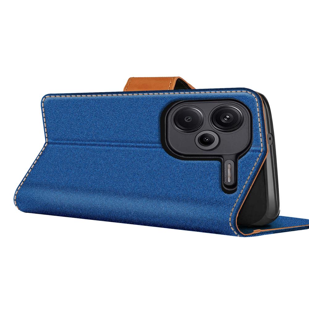 Textil Wallet für Xiaomi Redmi Note 13 Pro Plus 5G in Blau