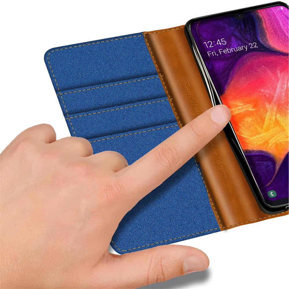 Textil Wallet für Samsung Galaxy A50 / A30s in Blau
