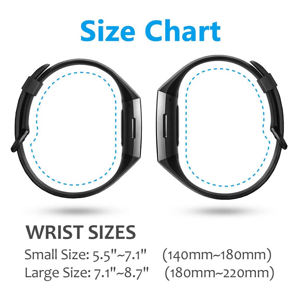 Fitnessarmband TPU für Fitbit Charge 3 / 4 - Größe S in Schwarz