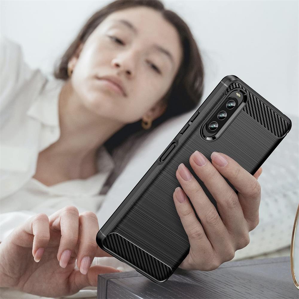Carbon Brush TPU für Sony Xperia 10 IV in Schwarz