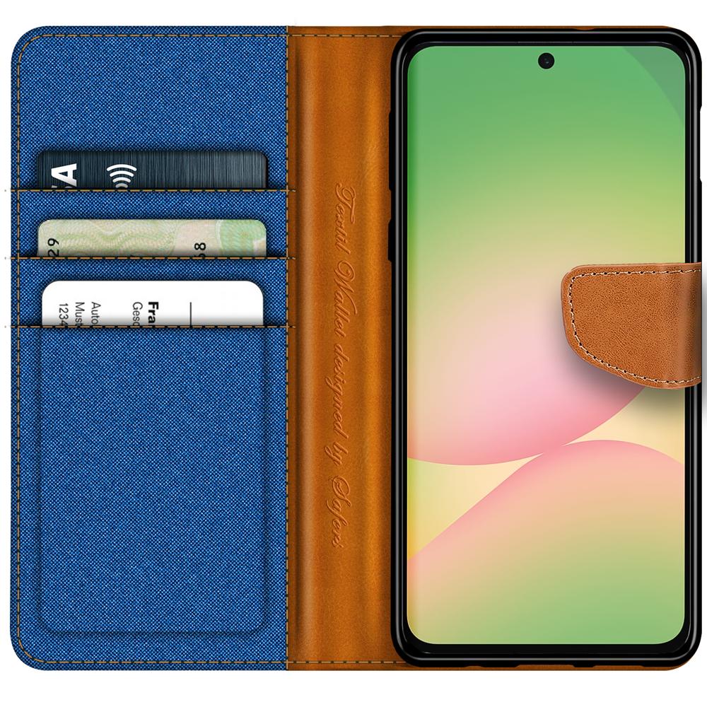 Textil Wallet für Samsung Galaxy A57 5G in Blau