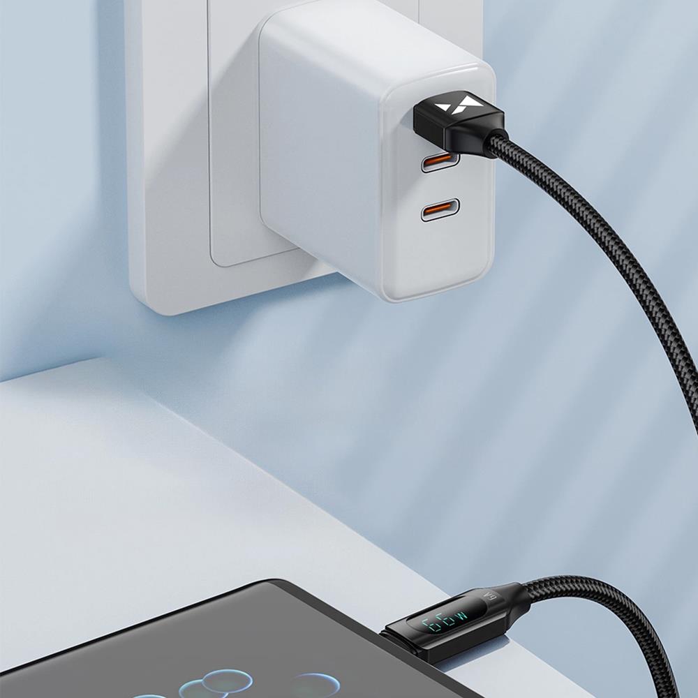 Wozinsky Display Ladekabel USB-A / Type C 1M in Schwarz