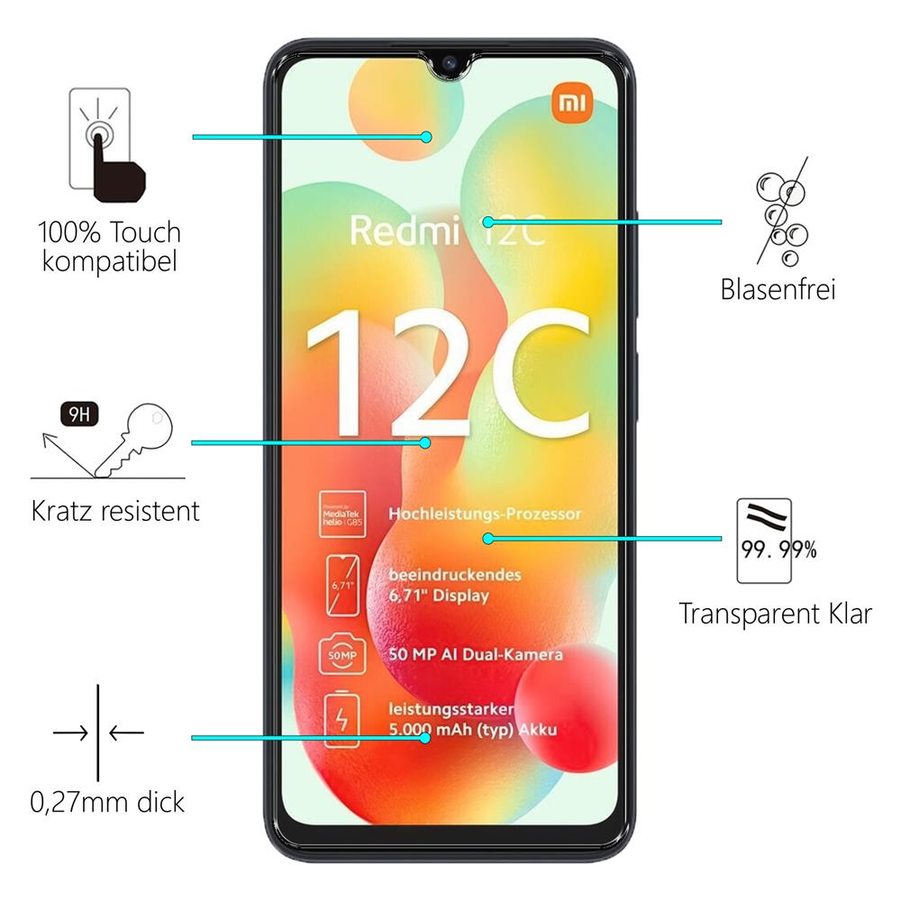 Glas 2in1 für Xiaomi Redmi 12C