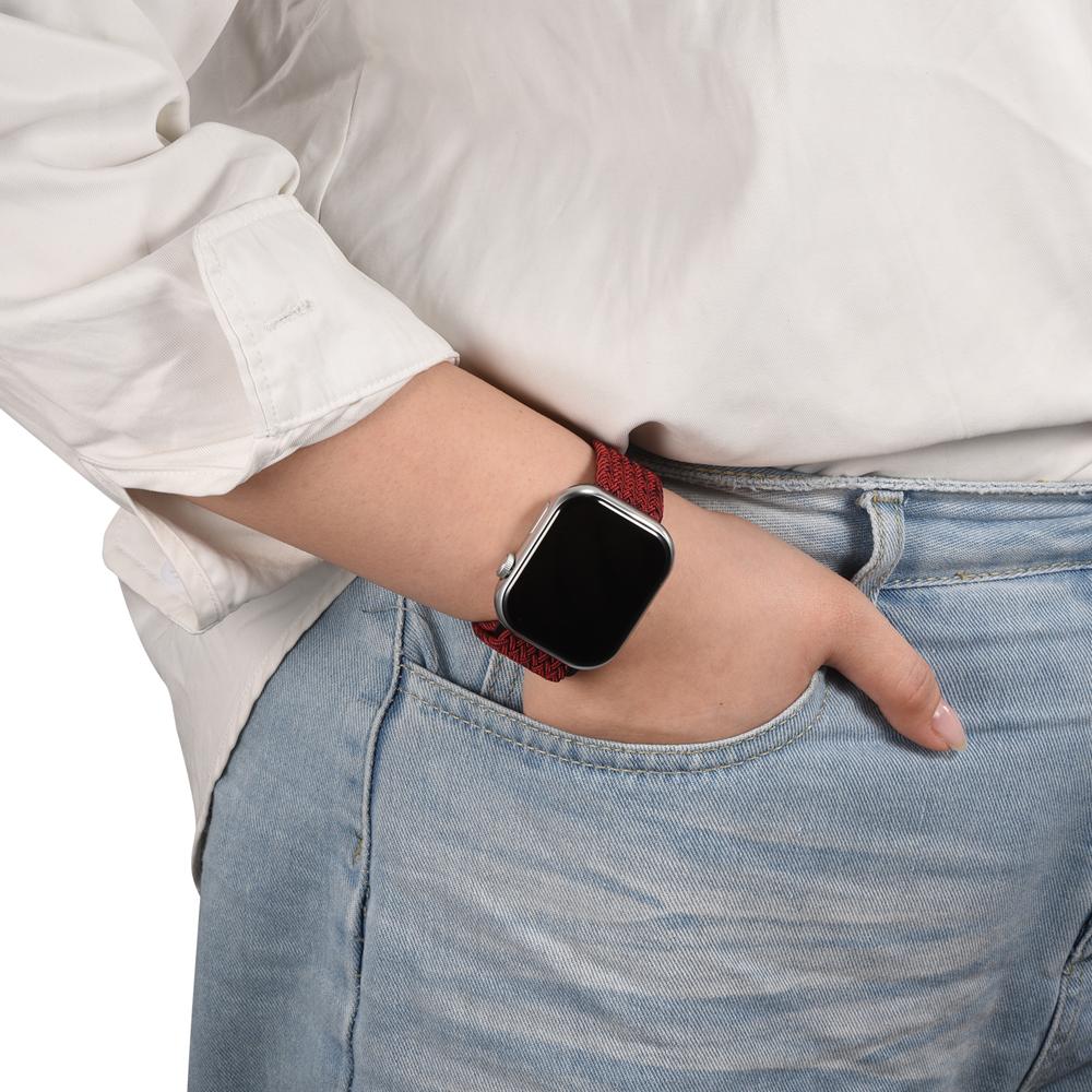 Loop Nylonarmband für Apple Watch 1-11/SE1-3/Ultra1-3 - 42/44/45/49mm in Dunkelrot - Universal