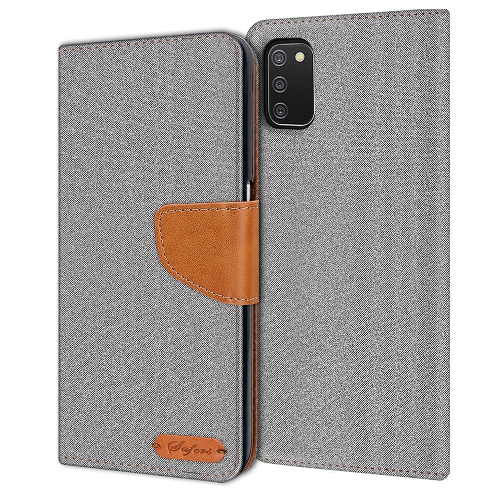 Textil Wallet für Samsung Galaxy A03s in Grau