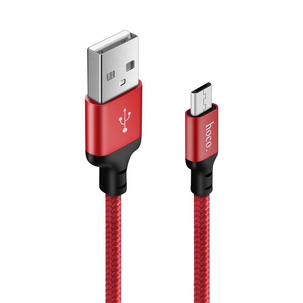 Hoco USB Kabel - X14 microUSB - 2M in Schwarz-Rot