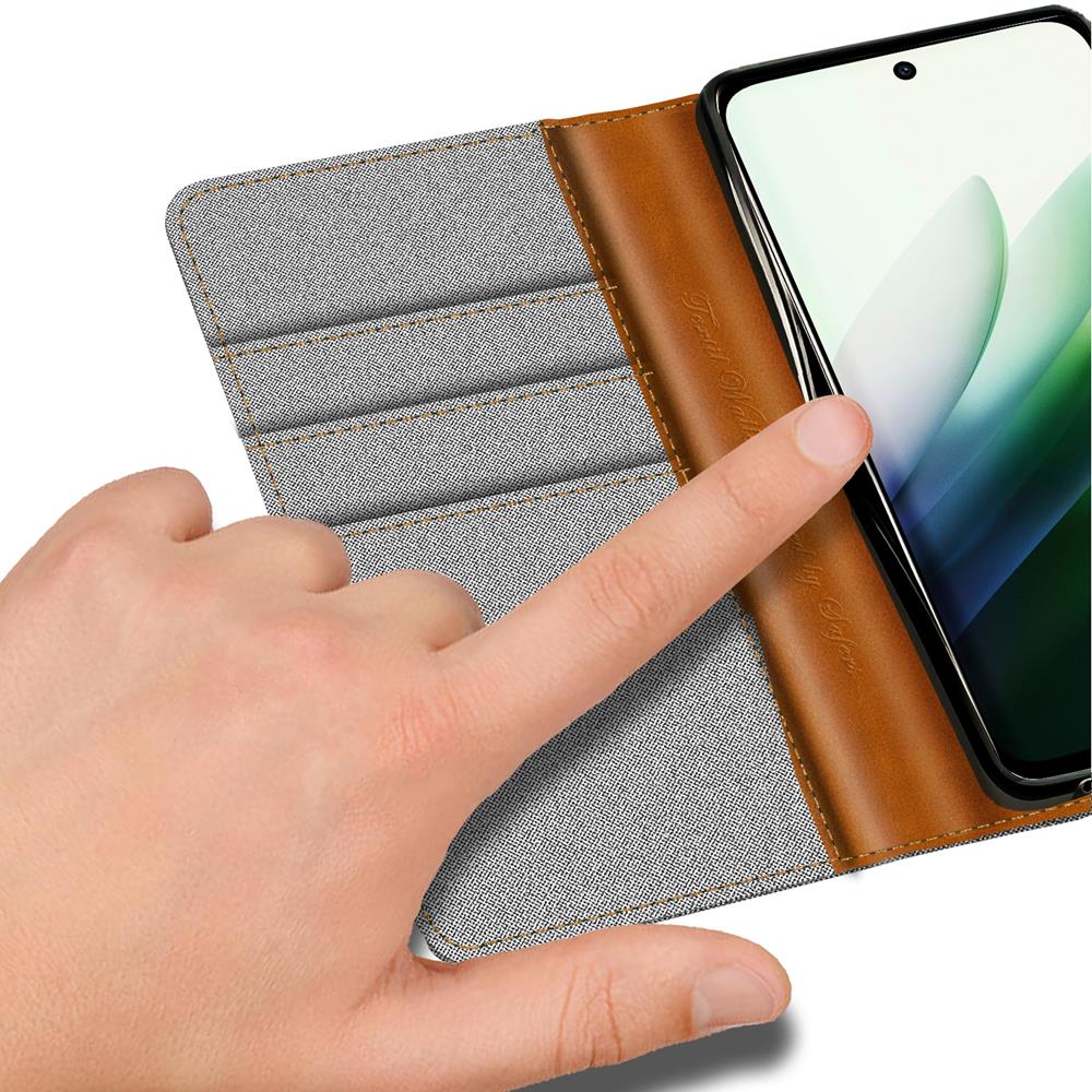 Textil Wallet für Xiaomi Redmi 15 4G/5G in Grau