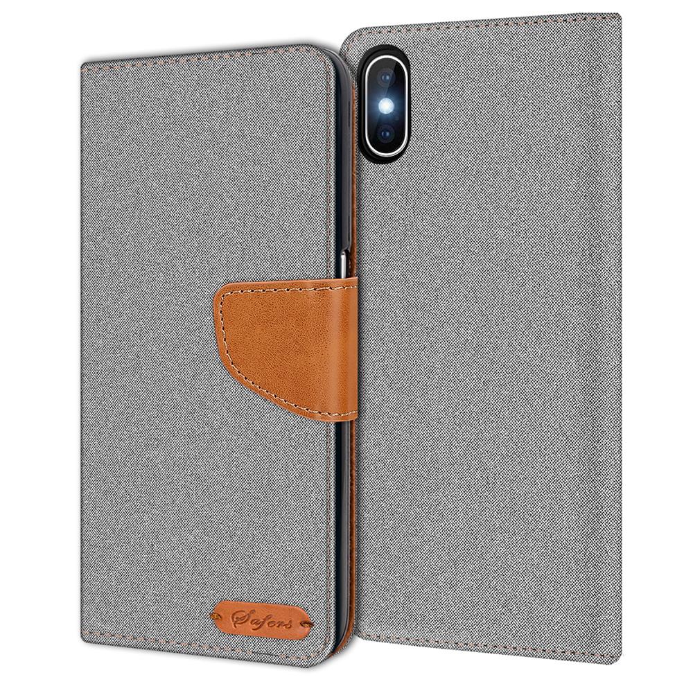 Textil Wallet für Apple iPhone XS Max in Grau