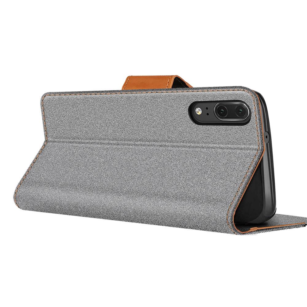 Textil Wallet für Huawei P20 in Grau