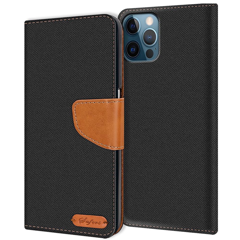 Textil Wallet für Apple iPhone 12 Pro Max in Schwarz