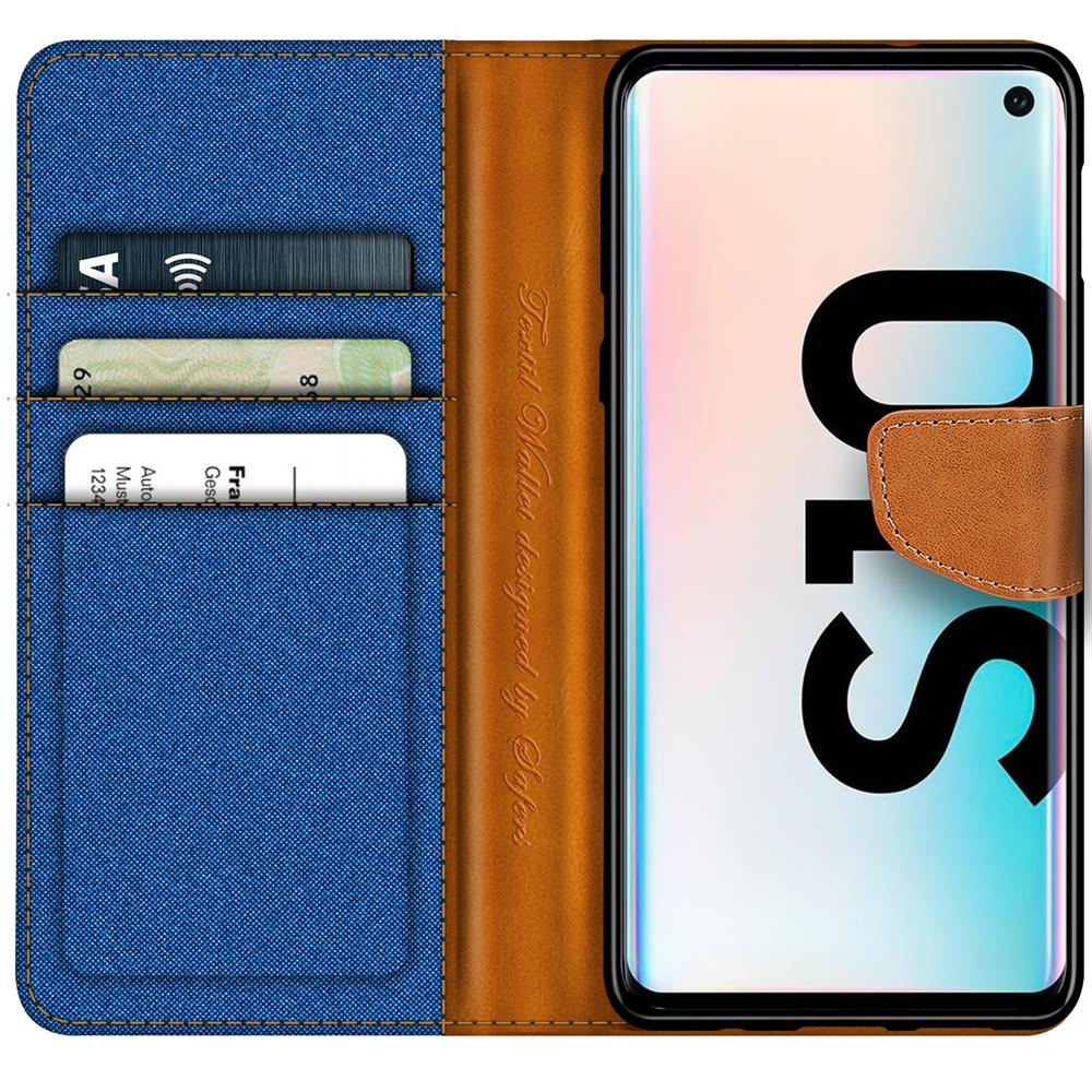 Textil Wallet für Samsung Galaxy S10 in Blau