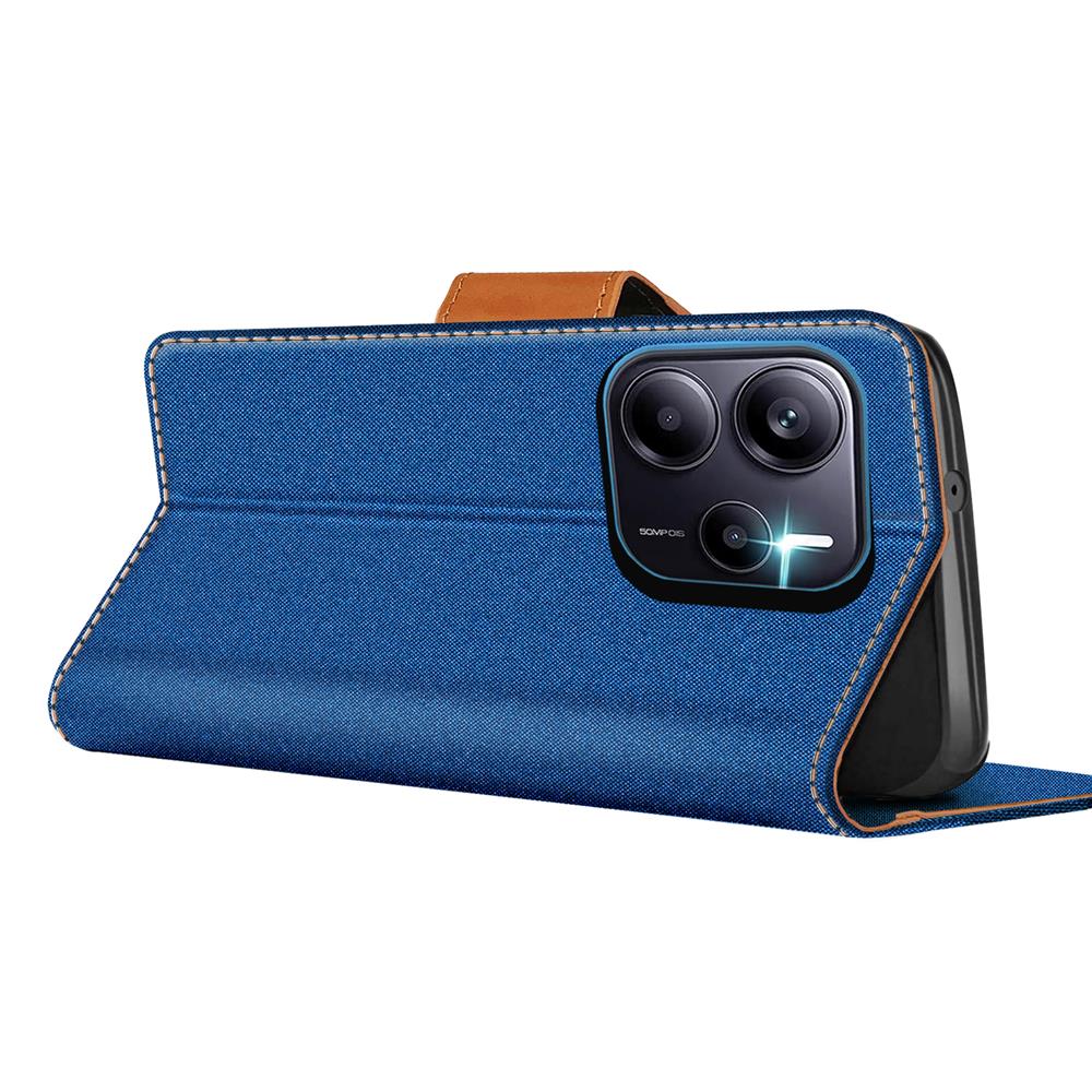 Textil Wallet für Xiaomi Redmi Note 14 5G in Blau