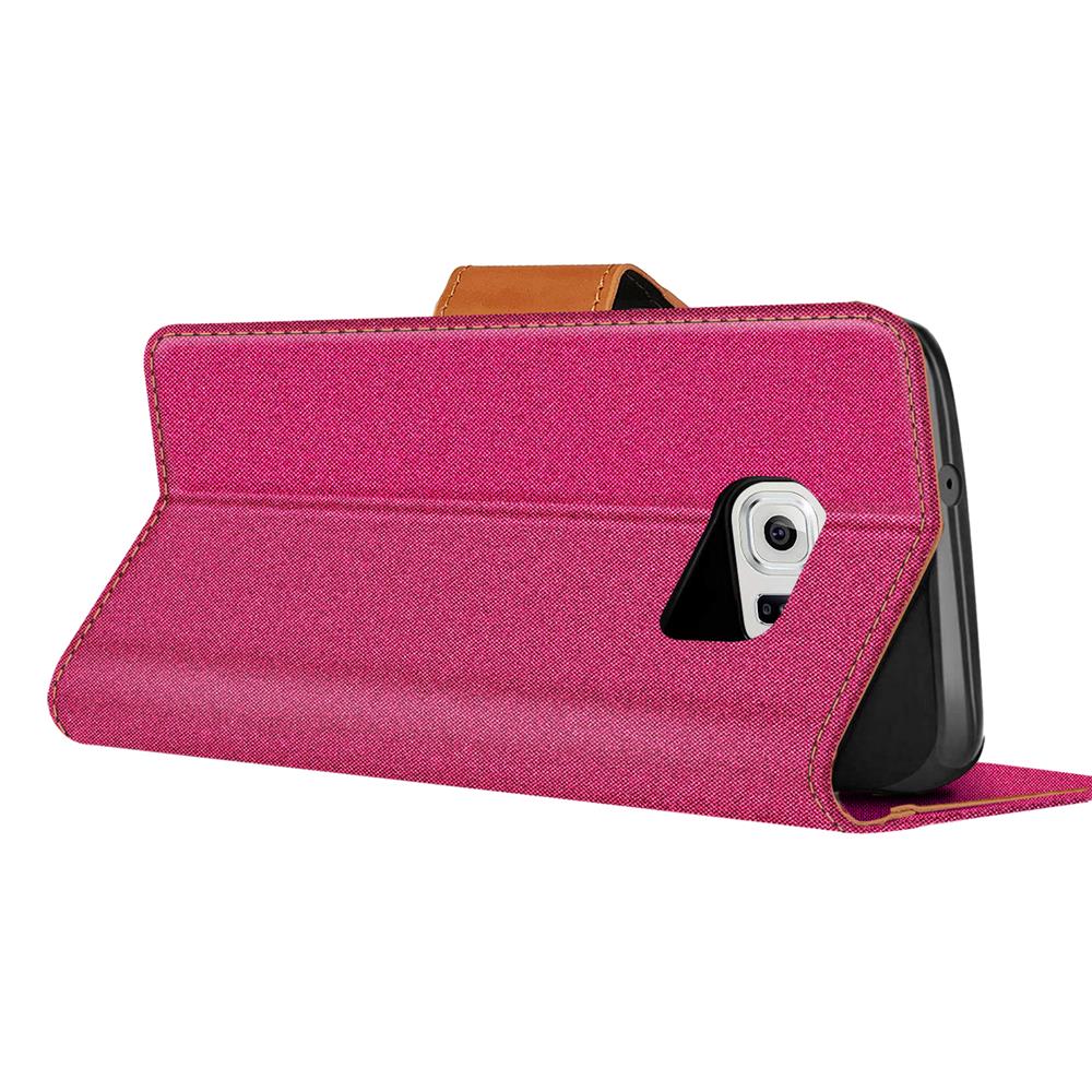 Textil Wallet für Samsung Galaxy S6 in Pink