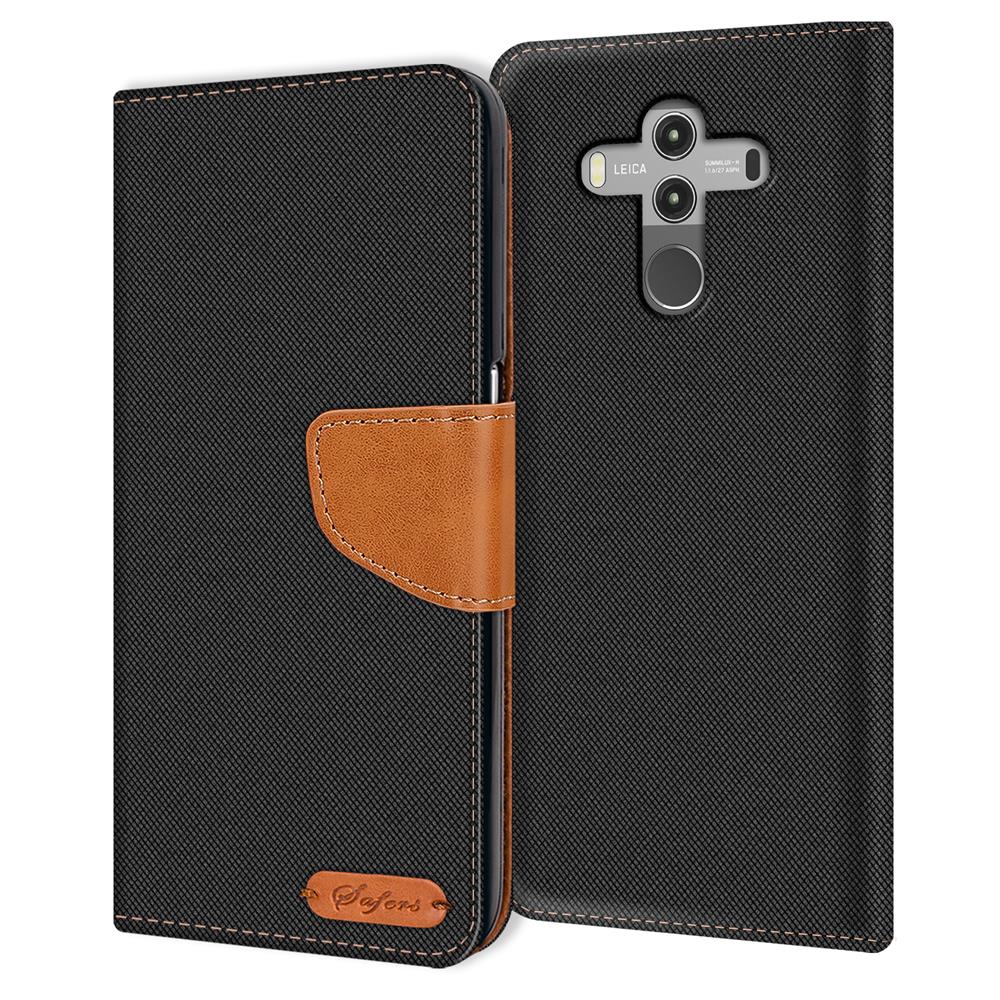 Textil Wallet für Huawei Mate 10 Pro in Schwarz