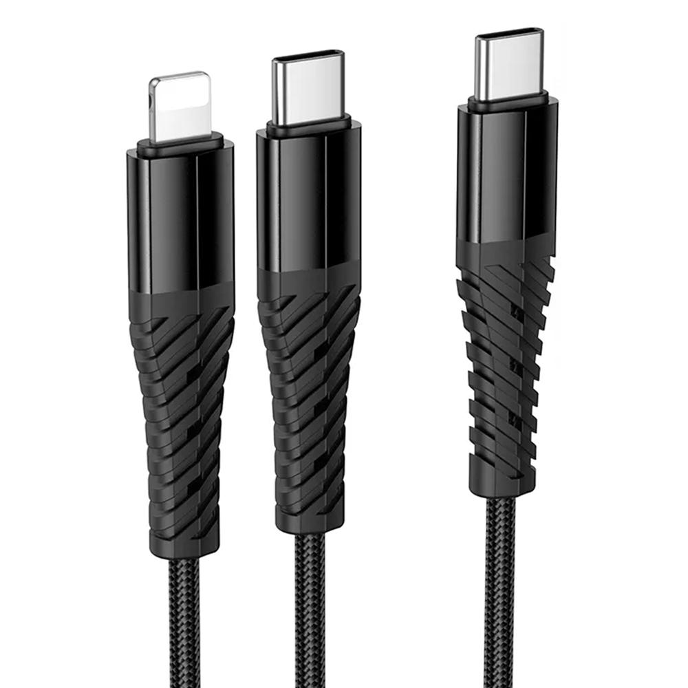 Hoco USB Kabel - X123 2in1 USB-C auf USB-C/Lightning 1 Meter