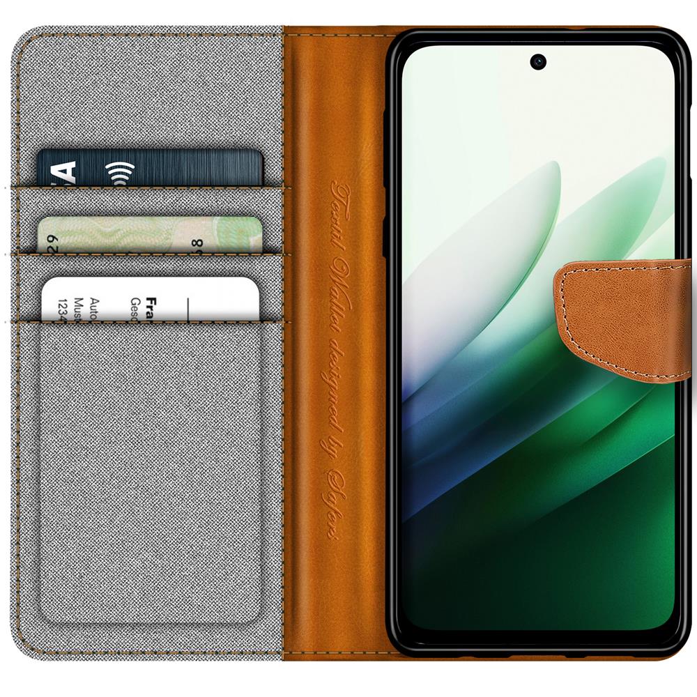 Textil Wallet für Xiaomi Redmi 15 4G/5G in Grau