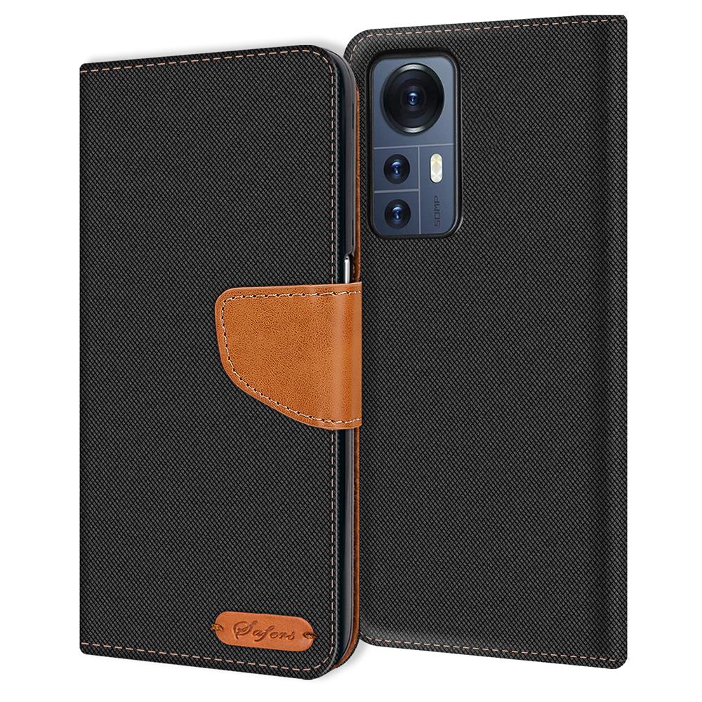 Textil Wallet für Xiaomi 12T / 12T Pro in Schwarz