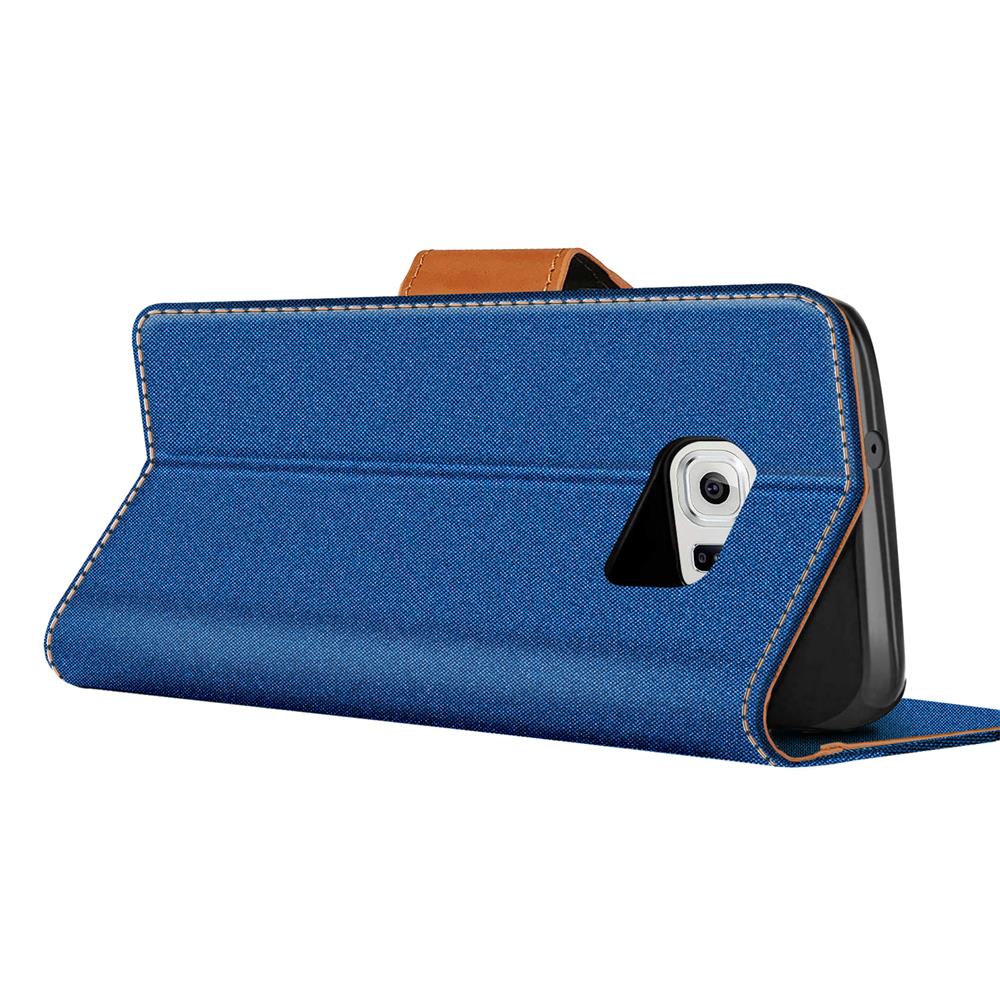 Textil Wallet für Samsung Galaxy S6 in Blau