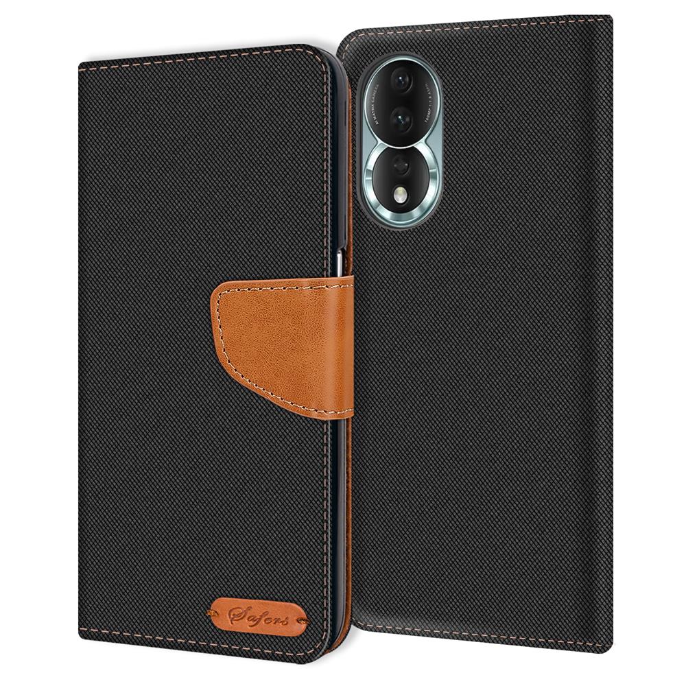Textil Wallet für Honor 80 in Schwarz