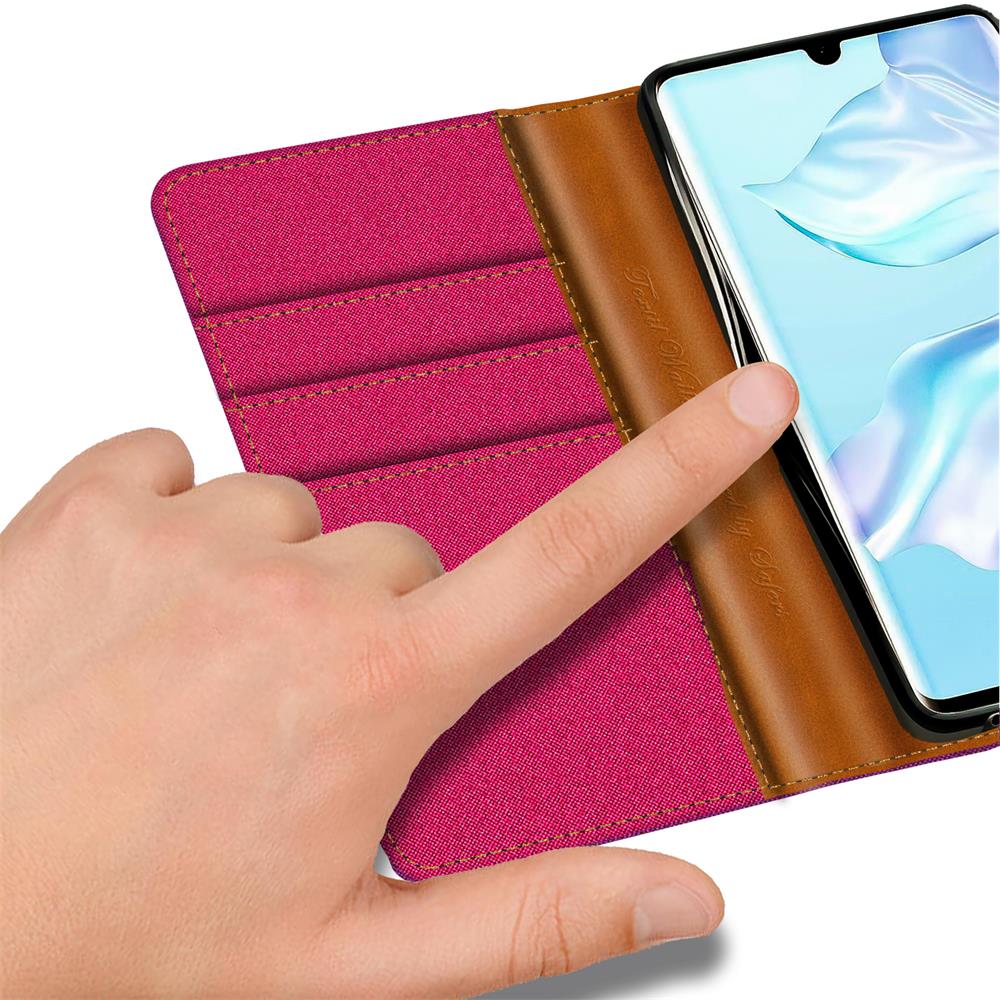 Textil Wallet für Huawei P30 Pro in Pink