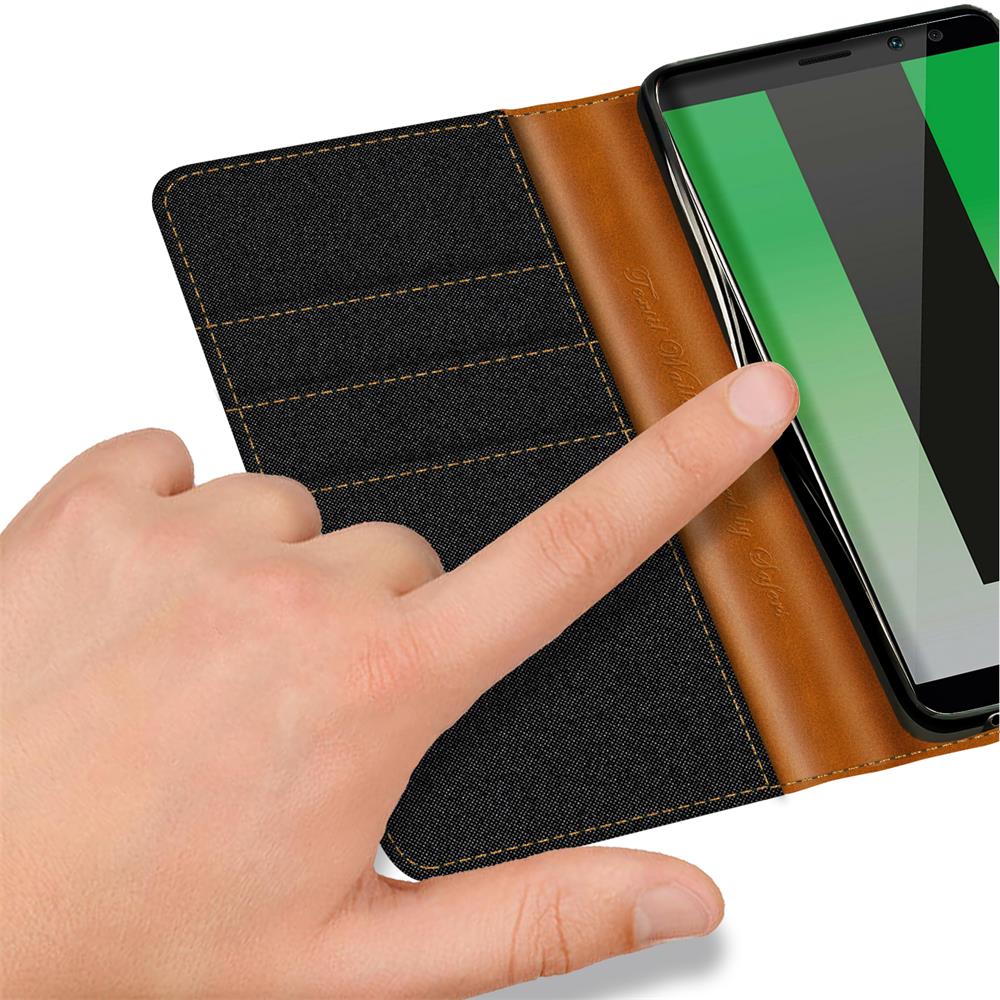 Textil Wallet für Huawei Mate 10 Lite in Schwarz
