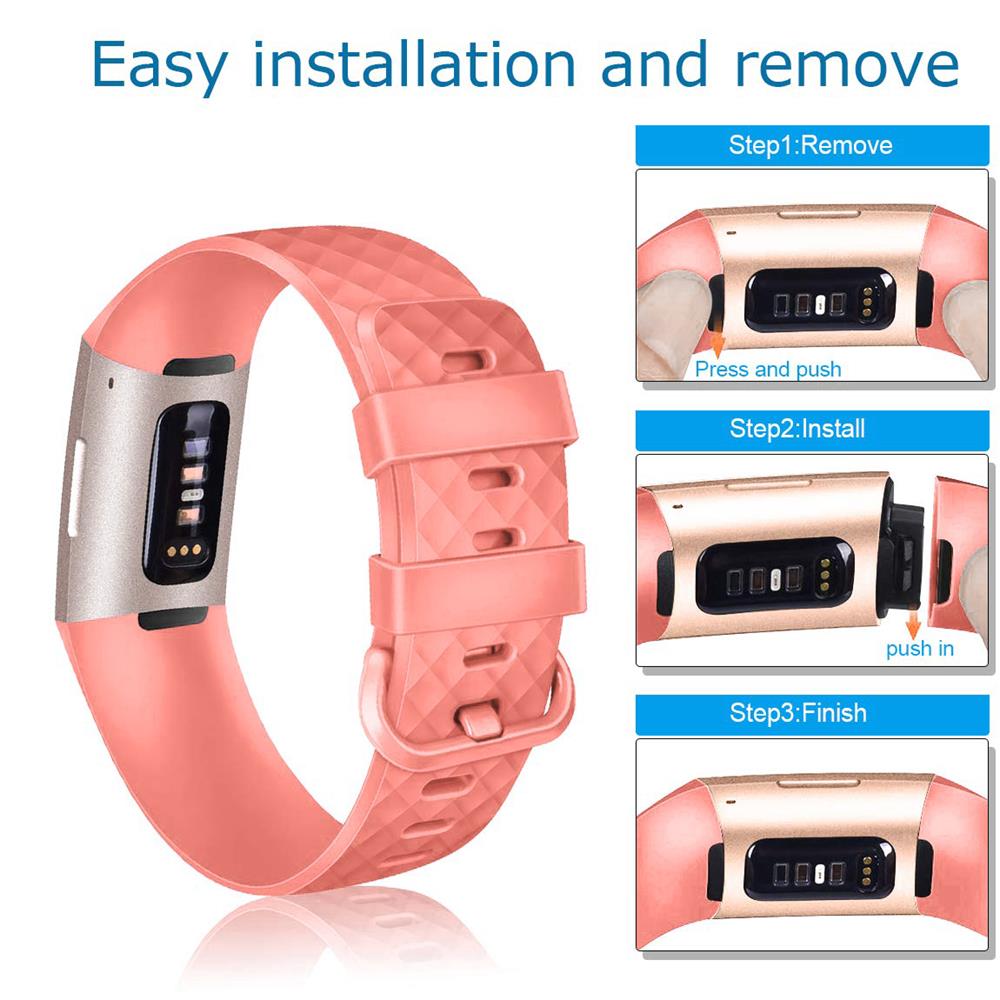 Fitnessarmband TPU für Fitbit Charge 3 / 4 - Größe S in Rosa
