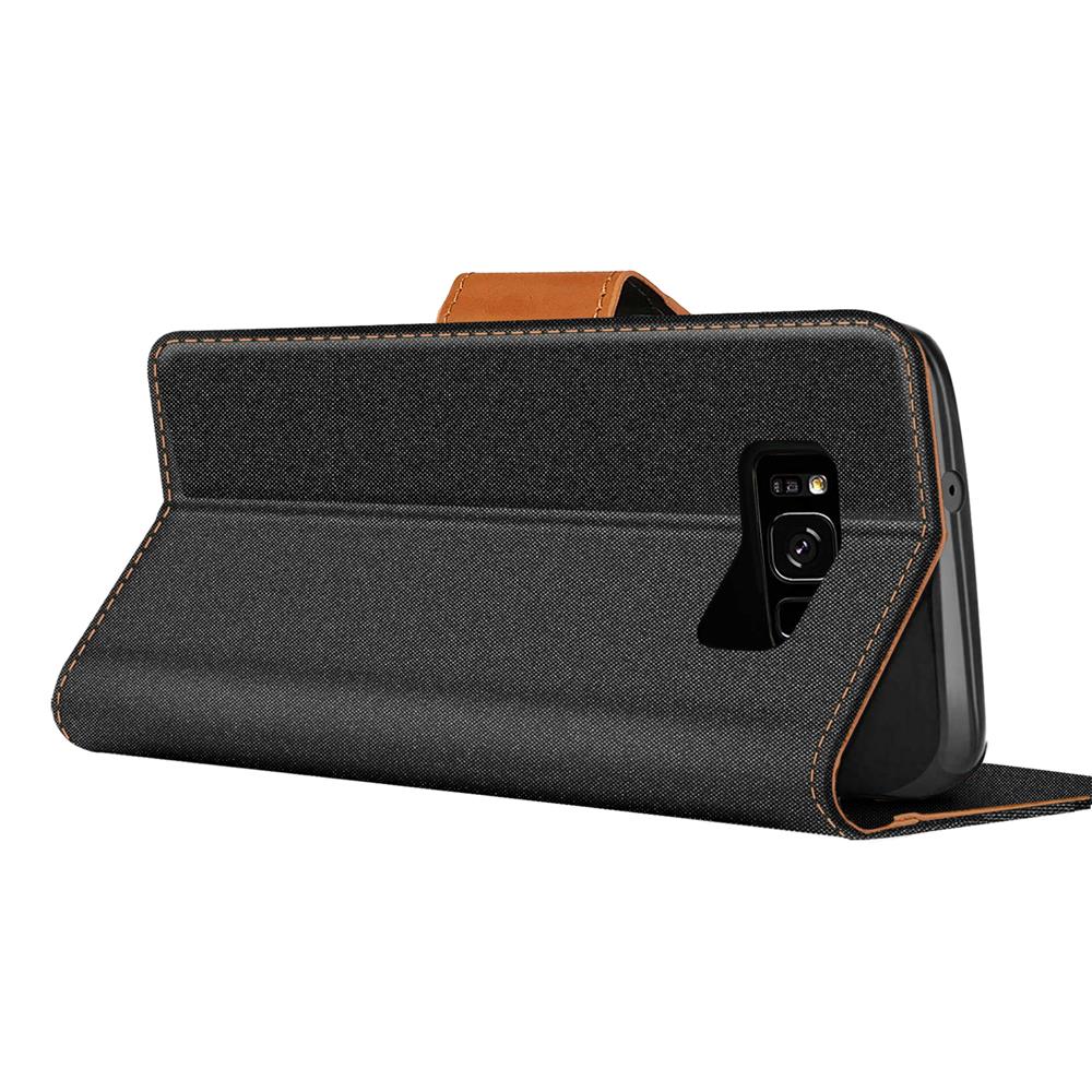 Textil Wallet für Samsung Galaxy S8 Plus in Schwarz