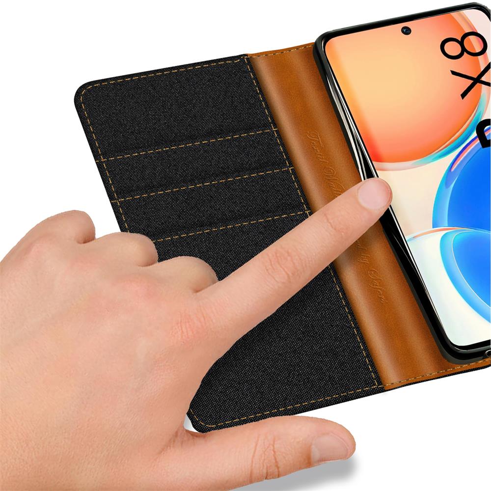 Textil Wallet für Honor X8 in Schwarz