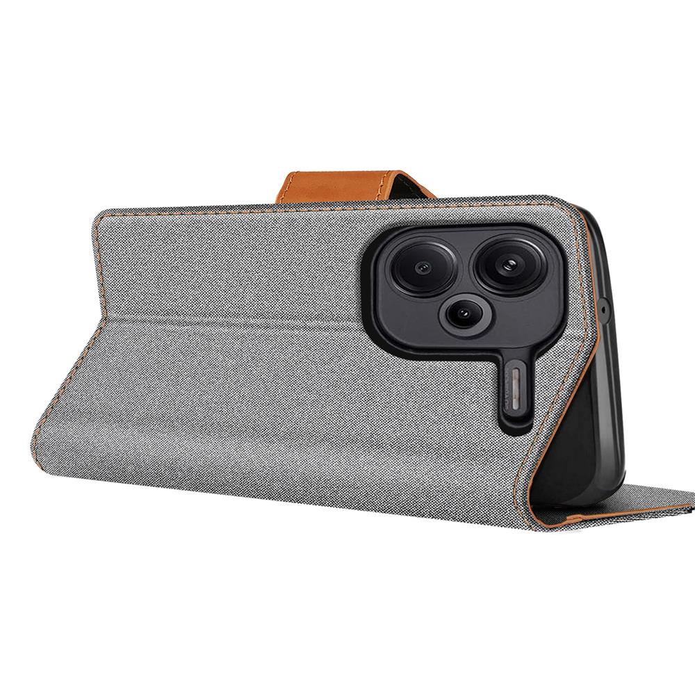 Textil Wallet für Xiaomi Redmi Note 13 Pro Plus 5G in Grau