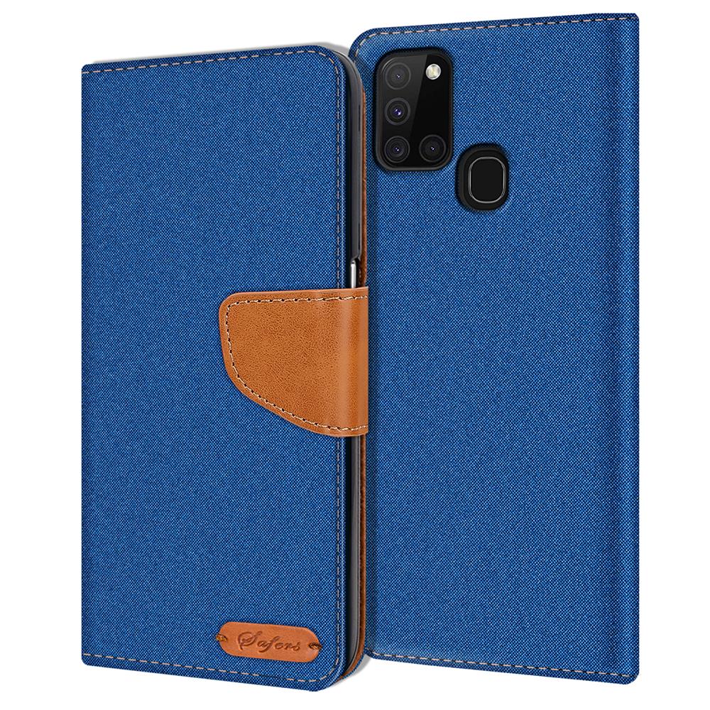 Textil Wallet für Samsung Galaxy A21s in Blau