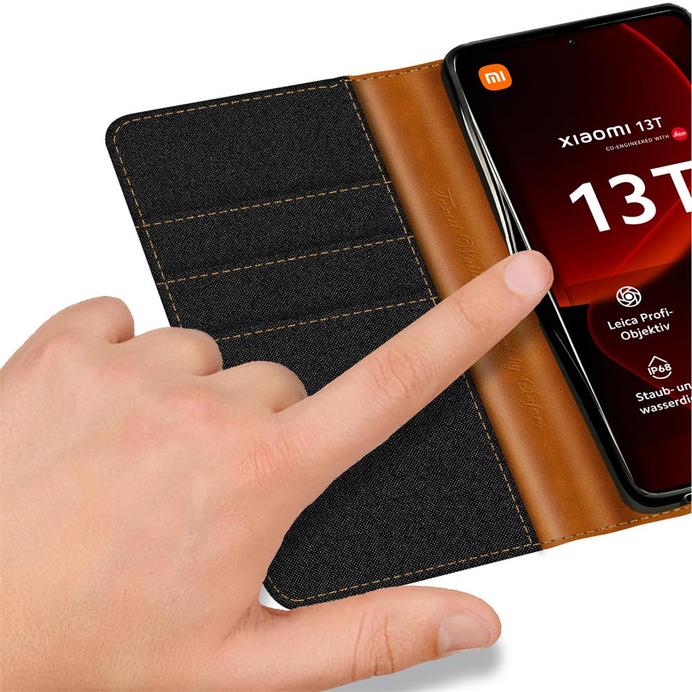 Textil Wallet für Xiaomi 13T / 13T Pro in Schwarz