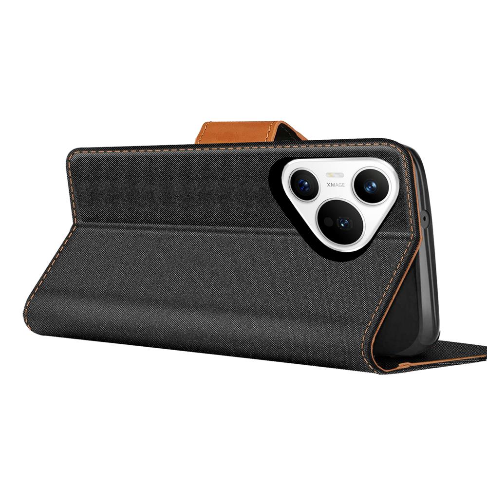 Textil Wallet für Huawei Pura 70 Pro in Schwarz