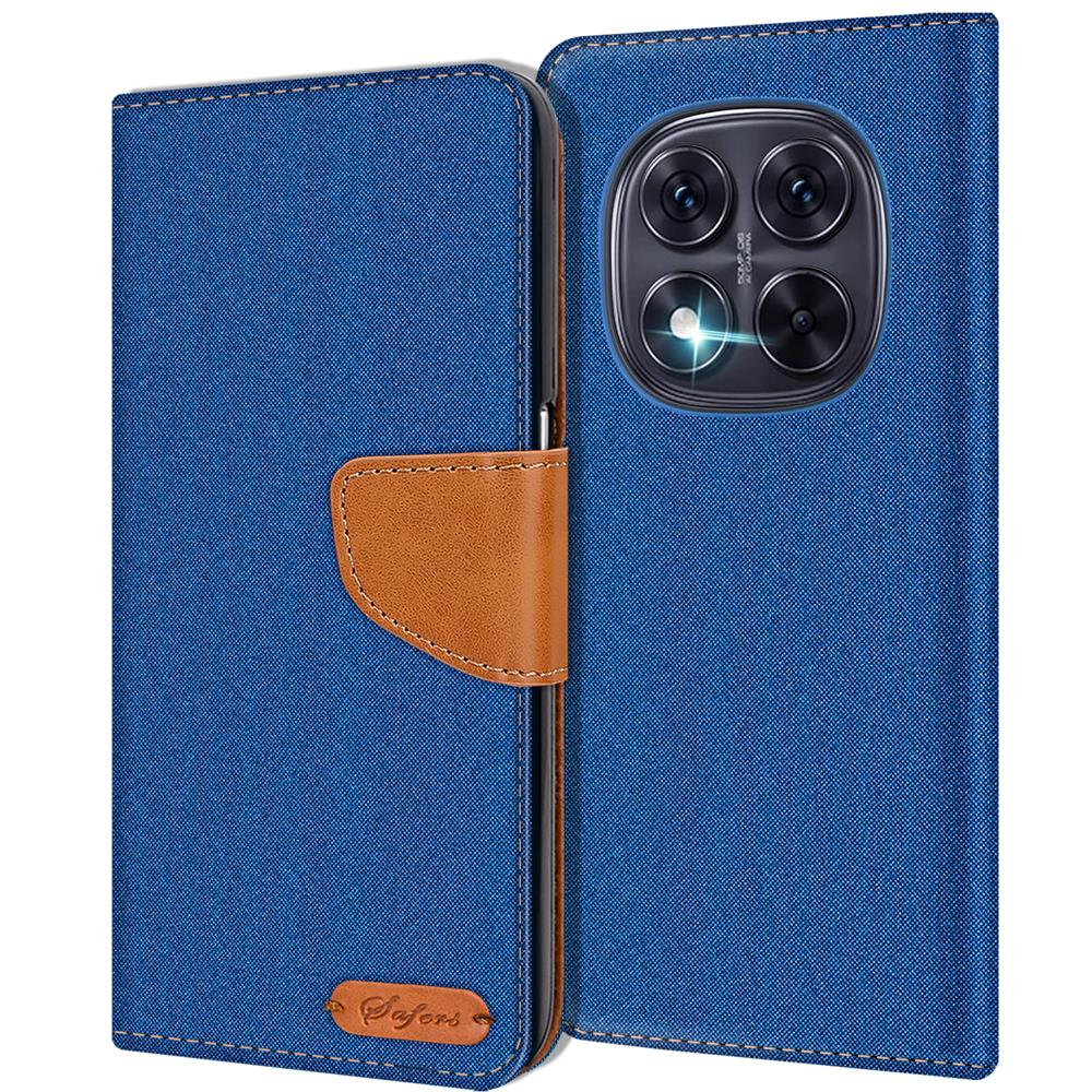 Textil Wallet für Xiaomi Redmi Note 14 Pro Plus 5G in Blau