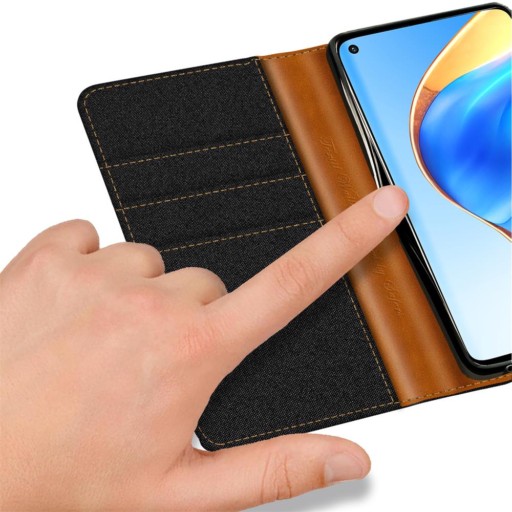 Textil Wallet für Xiaomi Redmi Note 9 in Schwarz