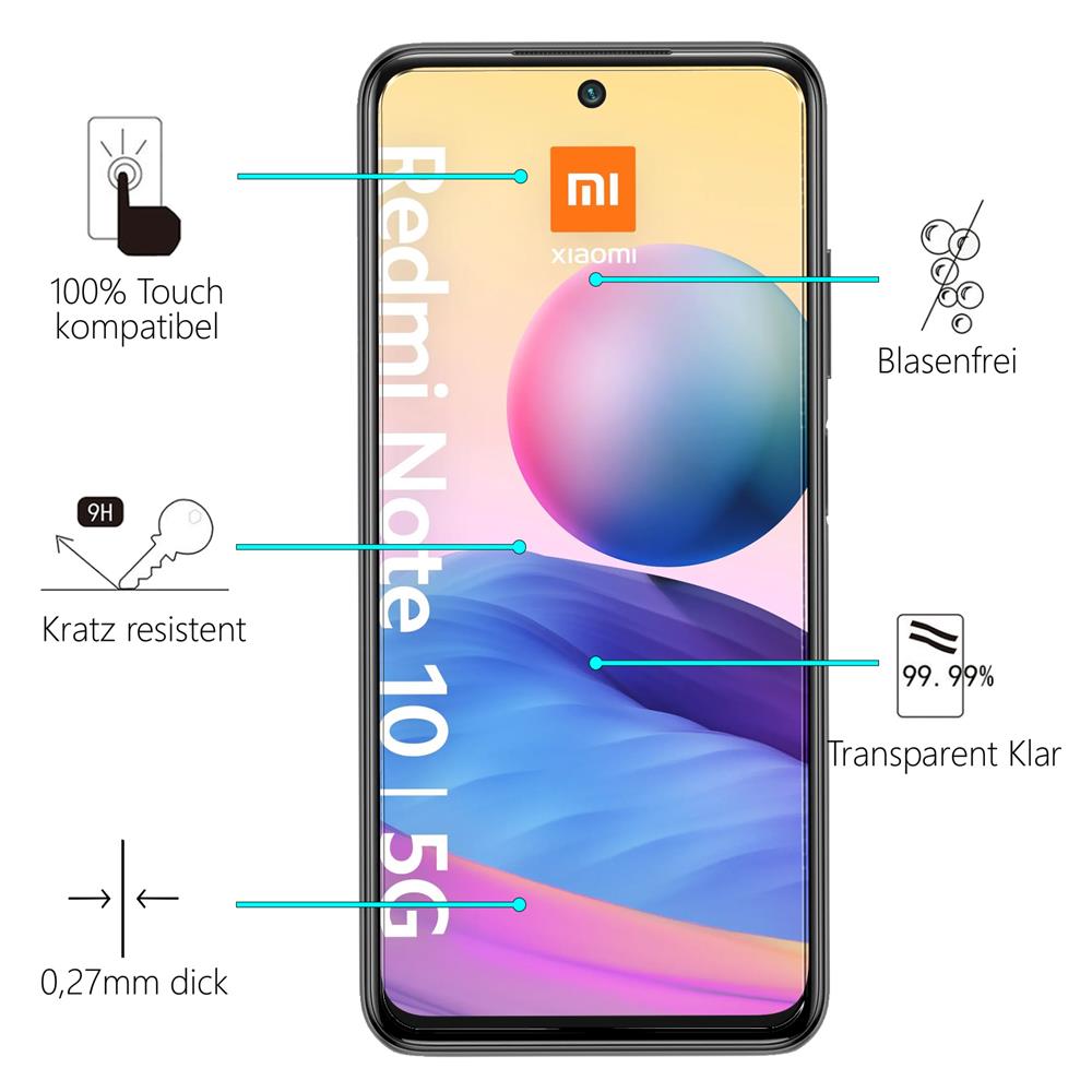 4in1 Glas Set für Xiaomi Redmi Note 10 5G