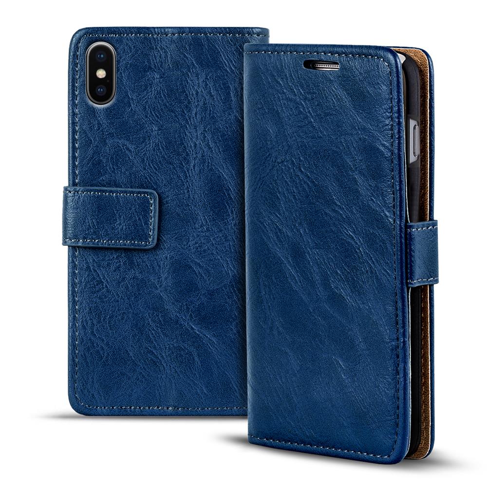 Retro Wallet für Apple iPhone XS Max in Blau