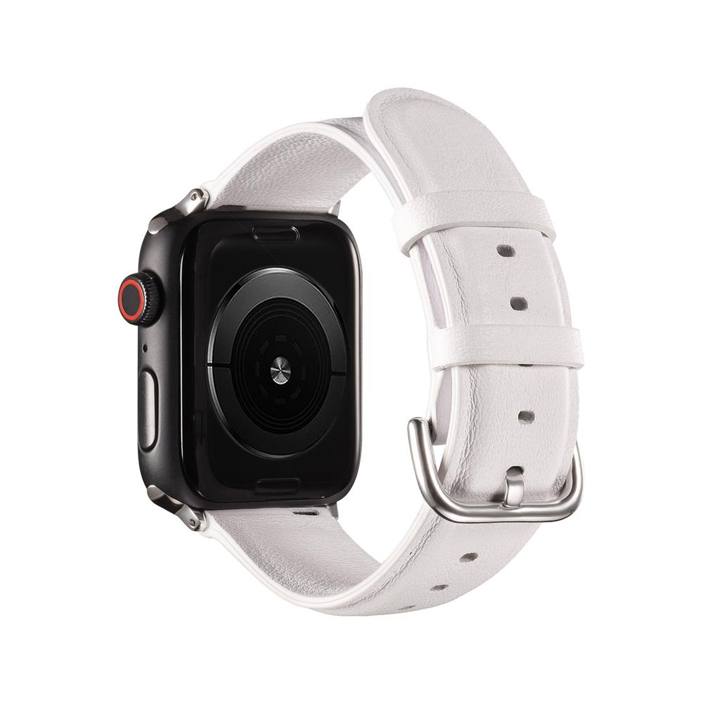 Fitnessarmband LEDER für Apple Watch 1-9 - 42/44/45 Gr. L in Weiss