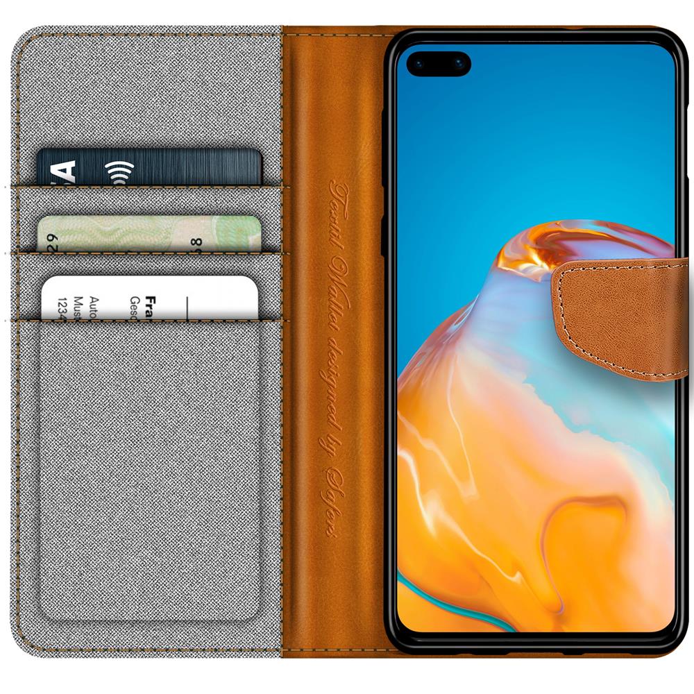 Textil Wallet für Huawei P40 Pro in Grau