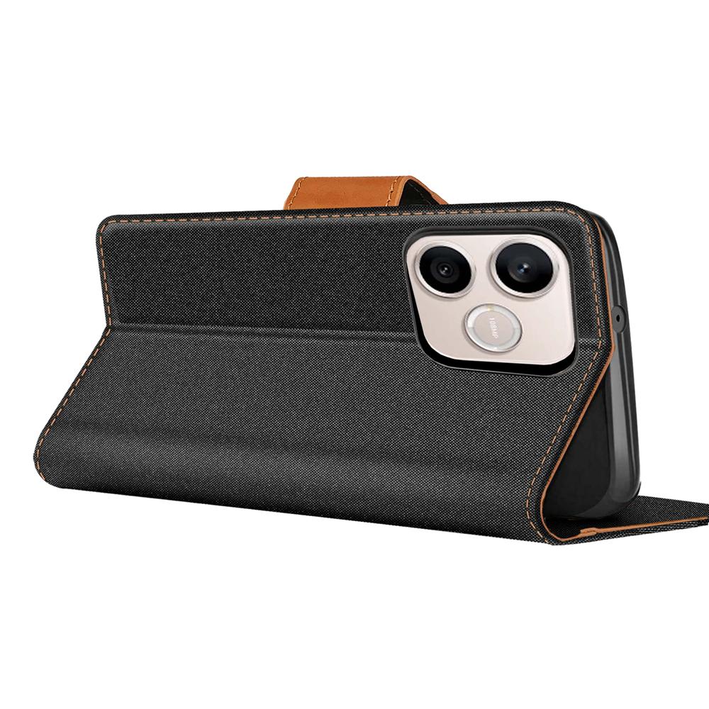 Textil Wallet für Honor 600 Lite in Schwarz