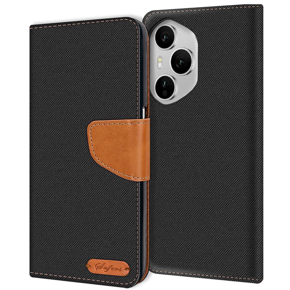Textil Wallet für Honor 400 Pro in Schwarz