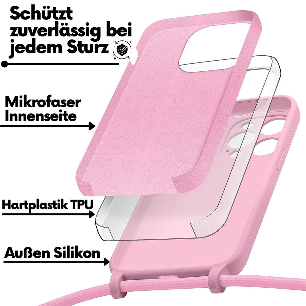 Connect Case Colour inkl. Kette für Apple iPhone 15 Pro Max in Rosa