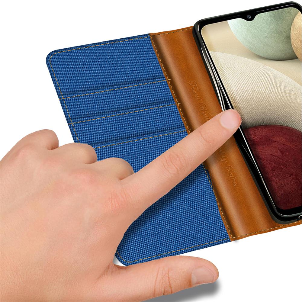 Textil Wallet für Samsung Galaxy A22 5G in Blau