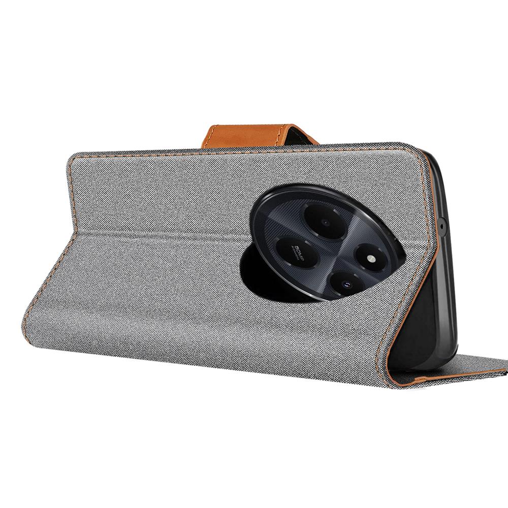 Textil Wallet für Xiaomi Redmi 14C in Grau
