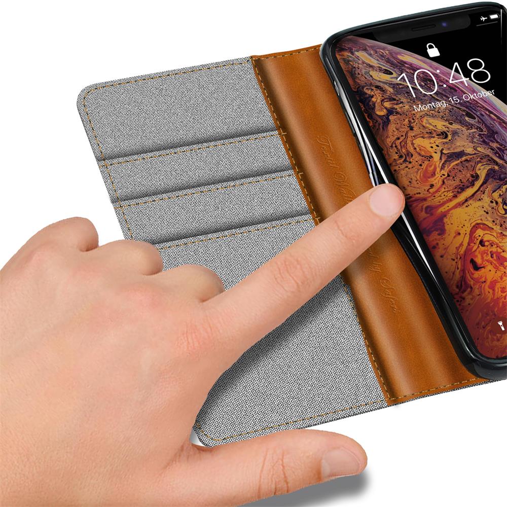 Textil Wallet für Apple iPhone XS Max in Grau