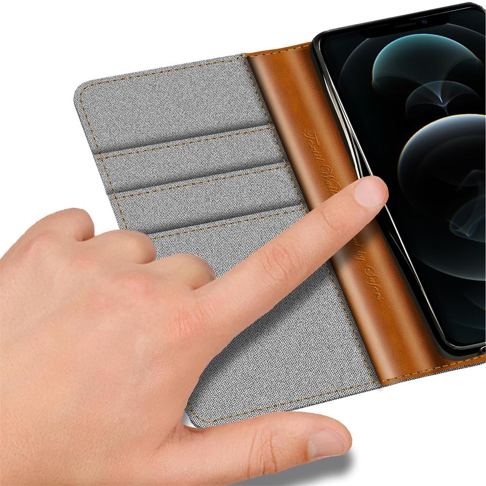 Textil Wallet für Apple iPhone 15 Pro Max in Grau