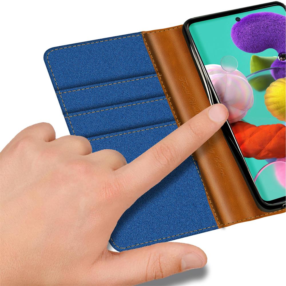 Textil Wallet für Samsung Galaxy A51 in Blau