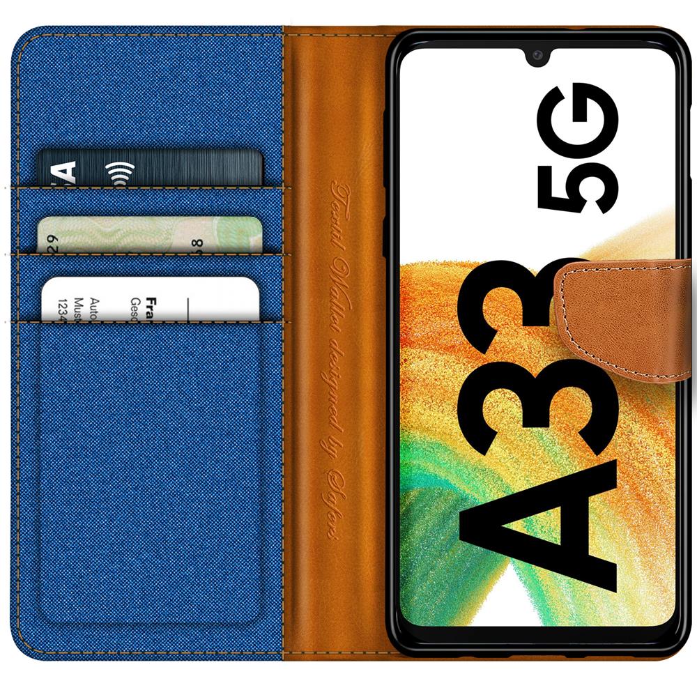 Textil Wallet für Samsung Galaxy A33 5G in Blau